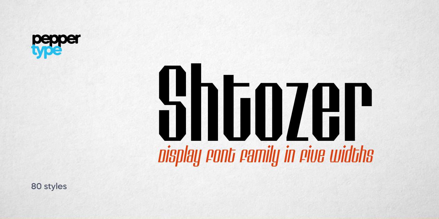 Ejemplo de fuente Shtozer 100 Expanded Oblique